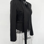 Trendix Elegant Blazer 2 Piece Sets Women V Neck Patchwork Scarf Lace Up Jackets Femme Bodycon Skirt And Commuting Blazers Suits RT220