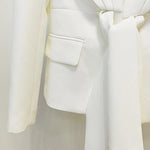 HIGH STREET Newest 2024 Designer Runway Suit Set Women's Lacing Belt Blazer Pleated Zip Pants Set 2pcs Set RT220