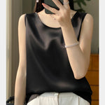 Women Tops Solid Spring Summer Casual Crop Tops Sexy O-neck Tank Tops Office Lady Pink White Top 2024 Fashion Korean Tank Top RT220