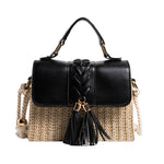 MOODS Straw Beach Bag For Women 2023 Summer New Luxury Designer Handbags Hit Color Tassels Shoulder Crossbody Box Bag Sac A Main RT220