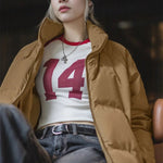 Maden Women Down Jacket Autumn Winter 90% White Duck Down Thickened and Warm Stand Collar Outerwear Coat Windproof Jacket RT220