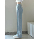 Autumn Spring Jeans Women Denim Pants Vintage Straight Trousers Fashion Female White Black Solid Loose Casual Wide Leg Pants RT220