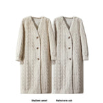 Women Fur Cardigan Thickened Long2025Spring And Autumn V-neck Jacket Female Loose Simple Leisure With Buttons Faux Fur Mink Coat RT220