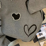 Women Three dimensional Love Ironing Short-sleeved T-shirt 2023 Summer New Casual Fashion Loose Grey Pullover Female RT220