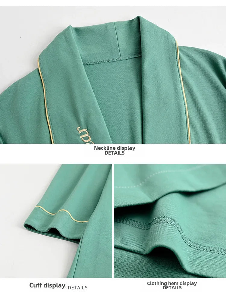 Spring Autumn Long Sleeve Cotton Casual Loose-fit Quick Dry Bathrobe For Women Medium-length Home Use Robe For Young Mothers RT220