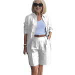 Formal Shorts Suit Knee Length Pants Lady Business Outfit Cardigan Plus Size Lady Coat Shorts Set Daily Wear RT220