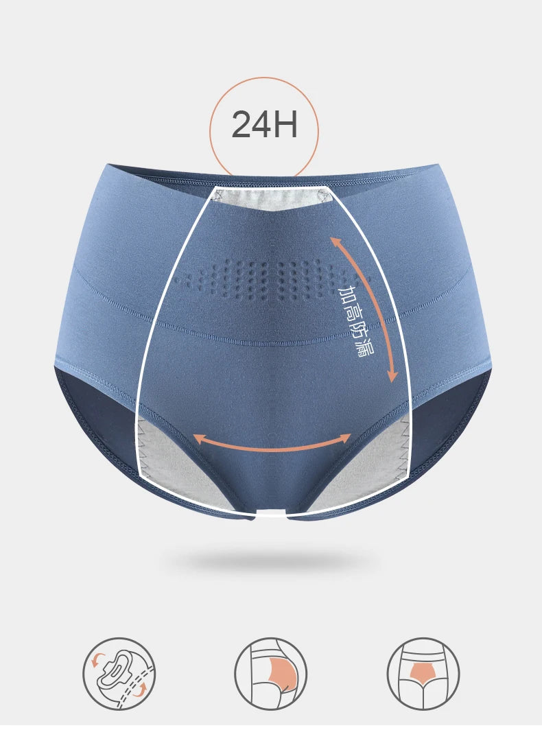 High Waist Leak Proof Menstrual  Women's Panties Widen Period Pants Physiological Underwear Cotton Plus Size L-4XL Female Briefs RT220