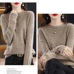 100% Merino Wool Knitted Sweater Autumn/Winter 2024 New Women's Round Neck Hollow Top 11 Color Pullover Versatile Coat NJR1107 RT220