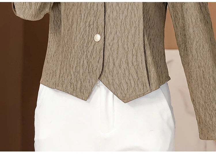 Fashion V-Neck Womens Shirts And Blouse 2025 Spring Autumn Simplicity Streetwear Tops Women Elegant Slim Casual Clothing Femme RT220