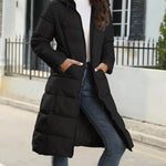 Winter New Hooded Mid Length Slim Fit Warm Long Sleeve Solid Color Jacket For Women,3 Colors RT220