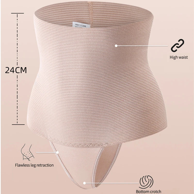 1Pcs Womens High Waist Control Shaper Thongs Breathable Comfort Elastic Intimates Shapewear Panties Thongs High Waist Flat Belly RT220