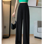 Thin Summer Wide-leg Pants Ice Filament Permeability Women Spring Women Elastic Waist Stright Long Wide Leg Pants Casual Female RT220