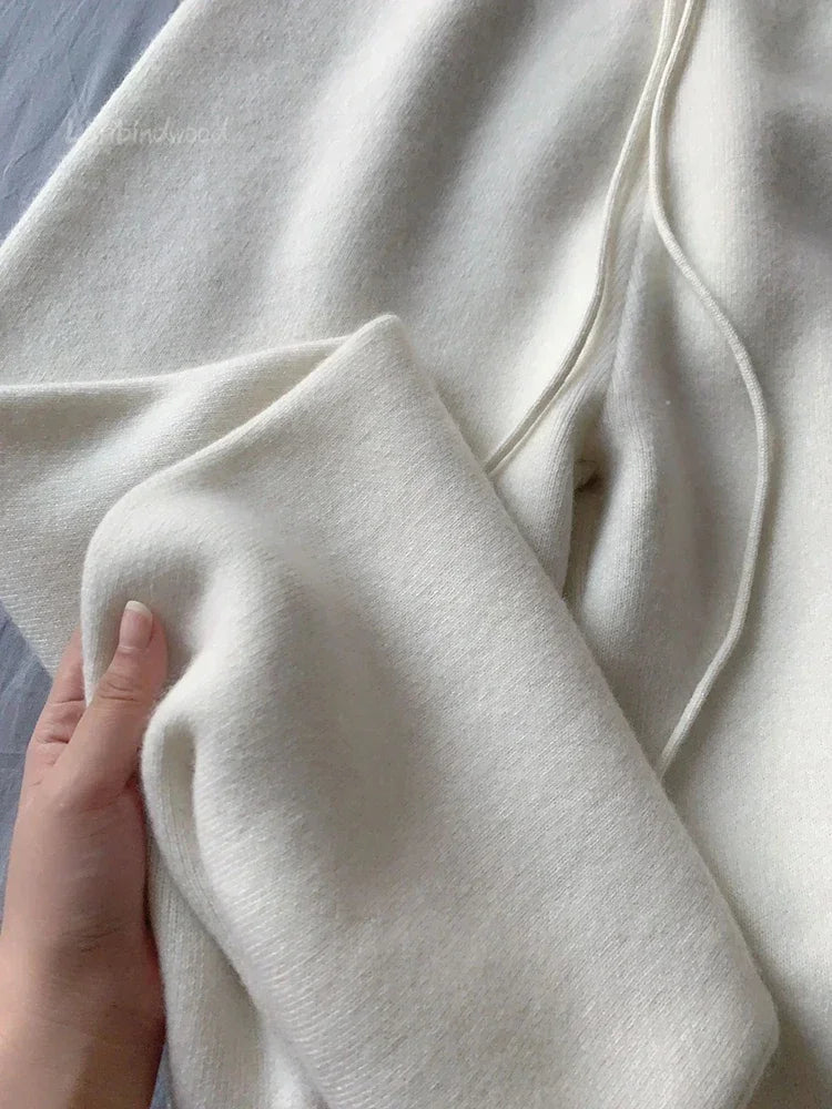 Autumn and Winter New High-waisted Loose Wool Knitted Wide-leg Trousers for Women To Wear Straight Leg Wide-leg Moped Trousers RT220