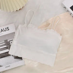 2024 Fashion Summer Sexy Sports Bras for Women Push Up Lingerie Ice Silk Seamless Word Sling Female Tube Top White Top Tanks RT220