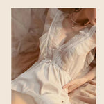 2022 New Sleepwear Women Summer Silk Nightdress Beauty Back Night Dress Home Clothes Nightwear Sleepshirts Satin Negligee RT220