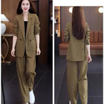 Women's 2025 Spring New Fashionable and Stylish Professional Suit Two Piece Set Korean Elegant Casual Suit Pants Two Piece Set RT220