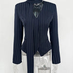 Trendix Elegant Blazer 2 Piece Sets Women V Neck Patchwork Scarf Lace Up Jackets Femme Bodycon Skirt And Commuting Blazers Suits RT220