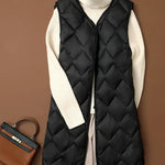 Women Sleeveless X-long Ultra Light Down Jackets 2024 New Arrivals Autumn Winter Korean Fashion V-neck Liner Vest Down Coats 3XL RT220