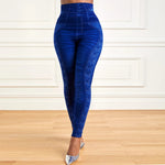M XXL Faux Denim Leggings Women Clothing Summer High Waist Jeans Oversized Basics Pants Female Casual Slim Trousers RT220