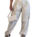 2023 New Fashion Women's Pants Elegant Paperbag Waist Belted Pocket Design Cargo Pants Female Trouser Casual Bottom RT220