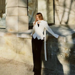 Trendix Elegant Blazer 2 Piece Sets Women V Neck Patchwork Scarf Lace Up Jackets Femme Bodycon Skirt And Commuting Blazers Suits RT220