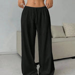 Loose Wide Leg Pants Women's Casual Knitted Loose Long Trousers Spring Summer New Style Elastic Waist Comfortable Female Fashion RT220