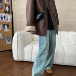 [LANMREM] Faux Fur Thick Warm Coats Lapel Single Breasted Office Lady Elegant Female Outwear Fashion 2025 Winter New 26C1095 RT220