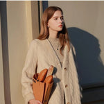 Women Fur Cardigan Thickened Long 2024Autumn Winter V-neck Jacket Female Loose Simple Leisure With Buttons Casual Faux Fur Coat RT220