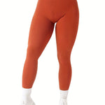 Women's Solid Color High Waist Simple Yoga Fitness Daily Ribbed Sports Cycling Leggings RT220