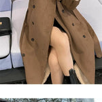 2024 Autumn Winter New Medium Long Double-breasted Lambswool Suede Woolen Coat Women Add Velvet Padded Warm Fur One Woolen Coats RT220