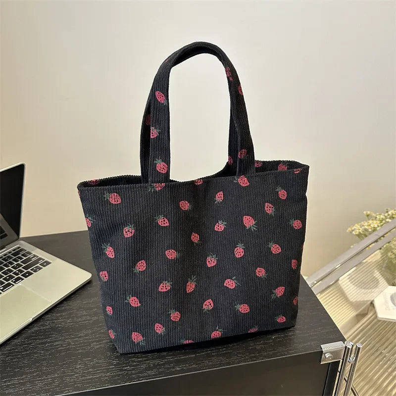 Fresh Sweet Girl Handbag Fashionable High End Corduroy Printed Shoulder Bag Leisure Shopping Commuter Women's Underarm Bag RT220