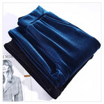 Golden Velvet Wide Legged Pants 2024 Spring and Autumn High Waist Hanging Good Casual Pants Blue Loose Straight Women's Pants6XL RT220