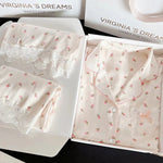 Honey Peach Print Lace Korean Ins Style Pajamas Women Y2k Three-piece Set Classy Sweet Cute Lady Lounge 2024 New Spring Homewear RT220