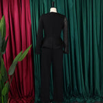 Luxury Jumpsuits & Rompers for Women Round Neck Beaded Transparent Sleeve High Waisted Elegant Female Birthday Party Overalls RT220