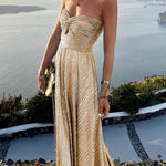 Sleeveless Chest Wrapping Dress Summer Women Sexy Hollow Out Solid Strapless Ladies Maxi Party Dress Fashion Streetwear Vestidos RT220