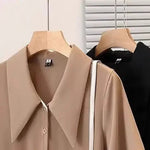 Spliced fake Two-piece Polo Collar Suit Shirt for Women in Summer Loose and Versatile Slim Top RT220