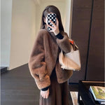 2024 Women Solid Color Stand Collar Mink Fur Top Female Long Sleeves Fox Fur Jacket Spring Autumn Lady Short Leather Fur Outwear RT220