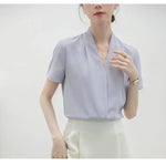 2025 Fashion Summer Short Sleeve V-Neck Women Blouse White Blouse Shirt Women Tops Blouses Shirts Blusas Para Mujer Camisas XL86 RT220