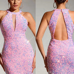 Sexy Irregular Womens Dresses Halter Club Elegant Party Short Summer Dress Woman Clothing Bodycon Evening Prom Dress Vestido X98 RT220