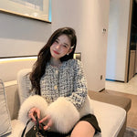 Autumn Winter Women's White Imitation Fox Fur Single Breasted Short Jacket New High-Quality Cotton/Non Cotton Wool Coats RT220