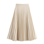 European And American Style 2025 Spring New Women's Retro Slim Temperament Satin Texture Midi Pleated Skirt RT220