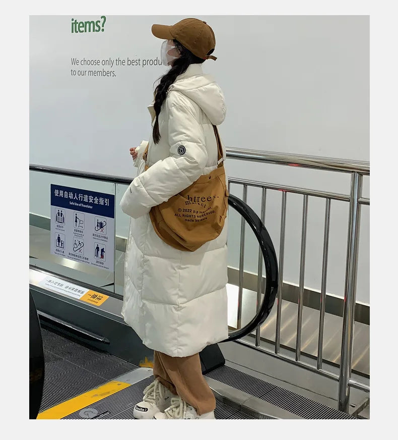 ITOOLIN Women oversize Loose Coat Zipper Pockets Down Coat Turtleneck Thicken Long Coat Casual Parkas Women 2023 Autumn Winter RT220