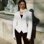 Trendix Elegant Blazer 2 Piece Sets Women V Neck Patchwork Scarf Lace Up Jackets Femme Bodycon Skirt And Commuting Blazers Suits RT220