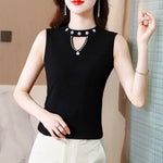Women Spring New Fashion Sweet Pullovers Base Layers Candy Color Diamonds Hollow Out Knit Vest Slim Versatile Sleeveless Tops RT220
