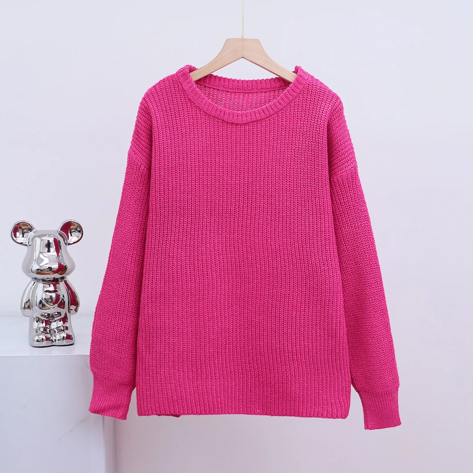 Casual O-neck Long Sleeve Sweater Blouse Office Lady Autumn Winter Fashion Elegant Solid Knitted Sweater For Women 2023 Female RT220