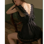 2022 New Sleepwear Women Summer Silk Nightdress Beauty Back Night Dress Home Clothes Nightwear Sleepshirts Satin Negligee RT220