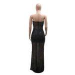 Long Dresses With Sleeves Strapless Sequin Womens Dresses See-through Elegant Party Evening Dress Birthday Prom Maxi Dress XSY22 RT220