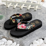 Summer EVA Beach Platform Slippers Wedge Sandals 3/5.2cm Heel High Fashion Casual Satin Printing Vacation Women's Slippers RT220
