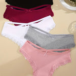Women Cotton Panties 3PC Sexy Lace Brazilian Panties Cotton Low Rise Underwear for Female Bow Hollow Out Soft Intimates Lingerie RT220
