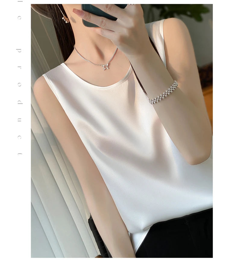 Women Tops Solid Spring Summer Casual Crop Tops Sexy O-neck Tank Tops Office Lady Pink White Top 2024 Fashion Korean Tank Top RT220